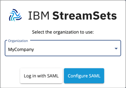 Logging in to access the organization SAML configuration page