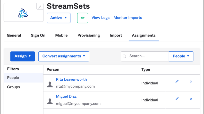 App integration assigned to two users