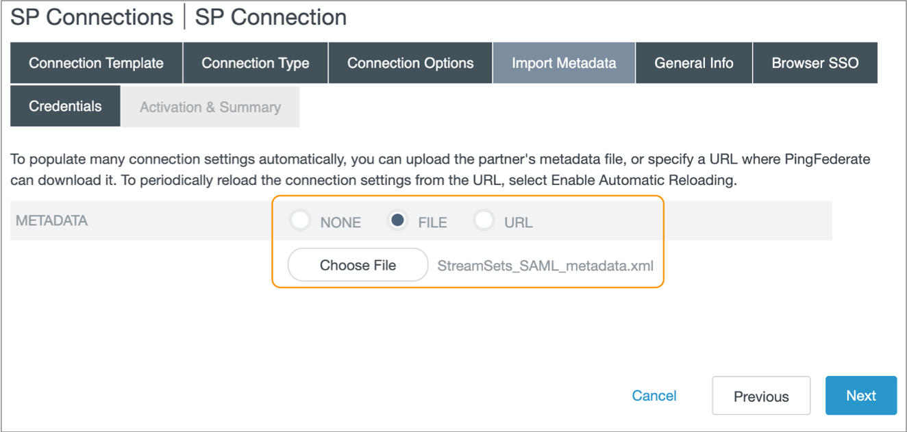 Uploading the Control Hub metadata XML file