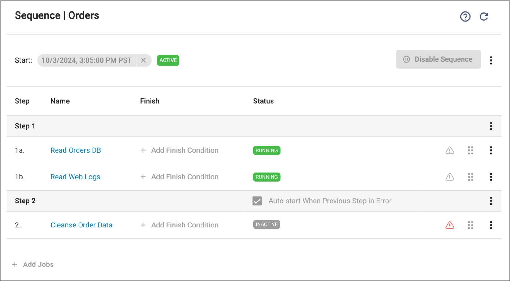Sequence with parallel jobs in step 1