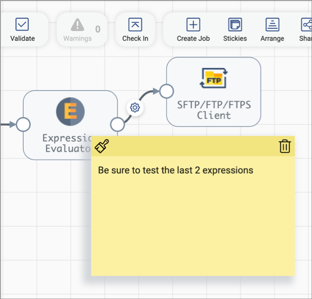 Note with a reminder to test newly added expressions