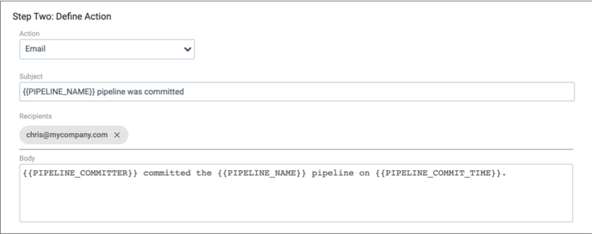 Configured email action