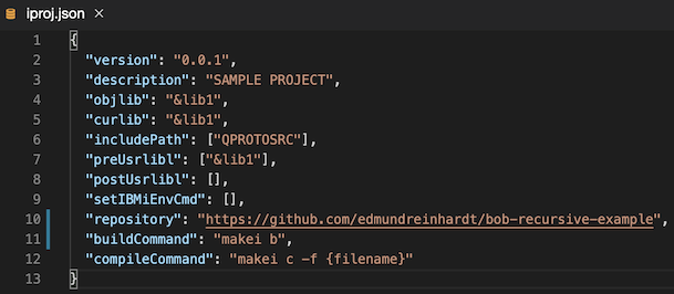 defining build/compile command in iproj.json