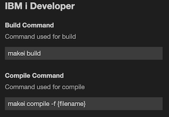 IBM i Developer Settings for Build/Compile Commands
