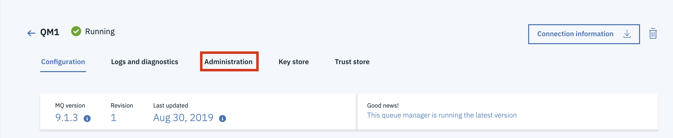Shows the configuration tab