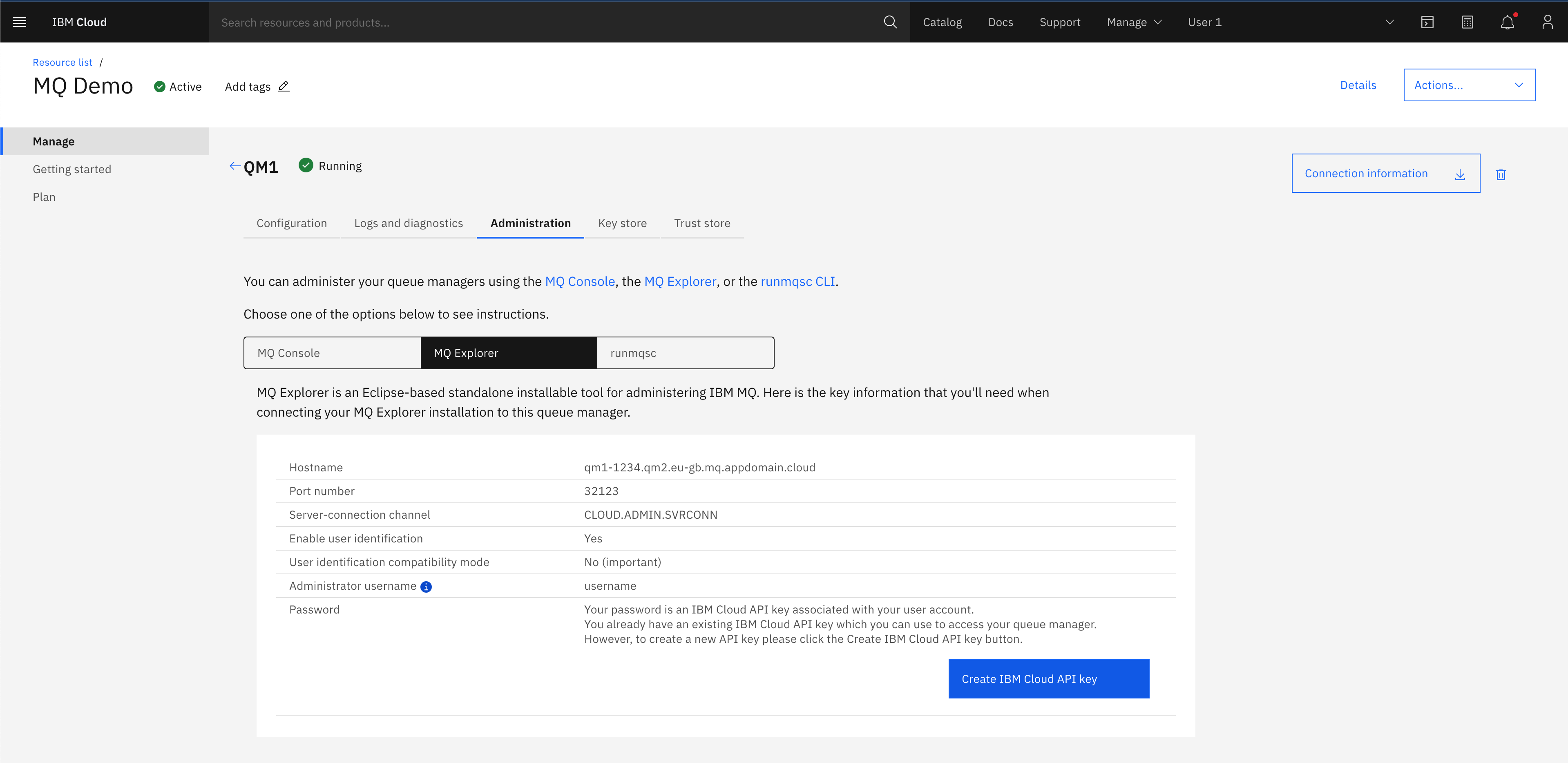 Shows the Administration tab