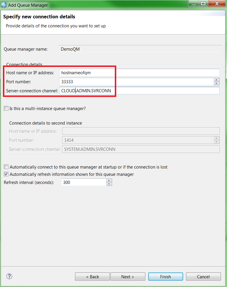 Shows the Add Queue Manager dialog