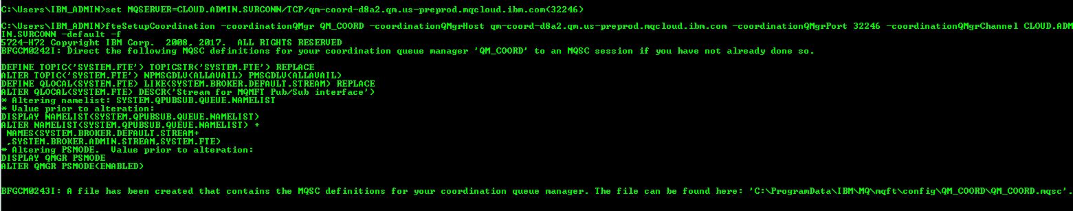 Shows the fteSetupCoordination command
