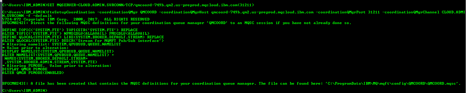 Shows the fteSetupCoordination command