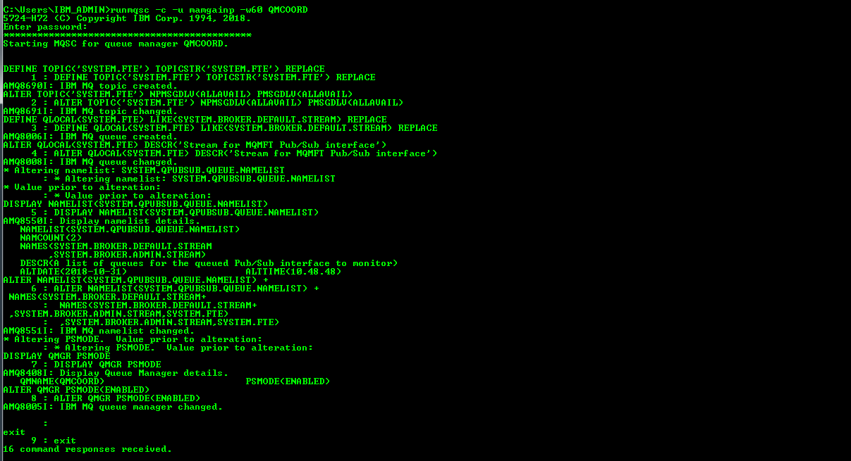 Shows the creation of the MQ objects