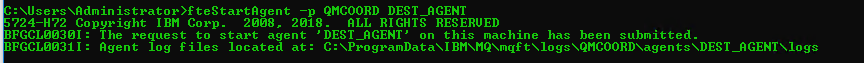 Shows the agent starting