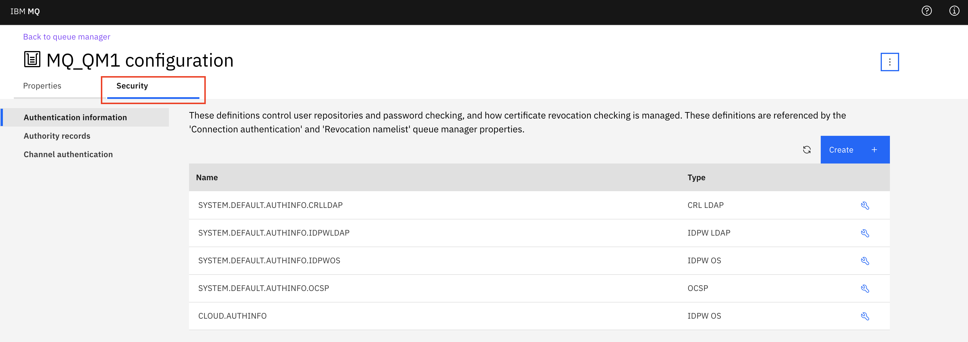 Shows the Security tab