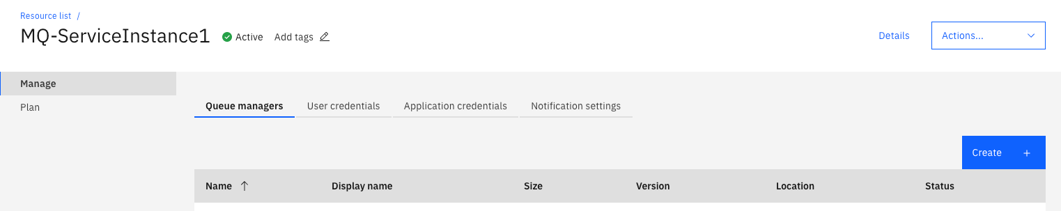 shows the users credentials and applications credentials tabs