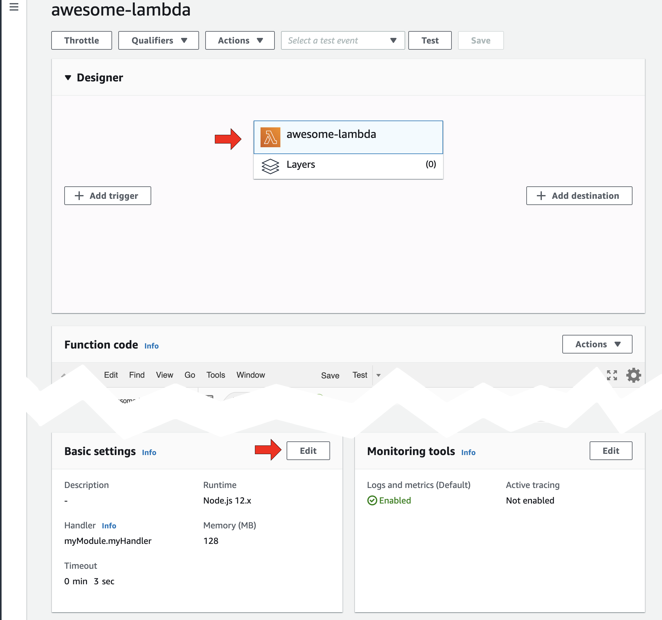 basic settings section edit button