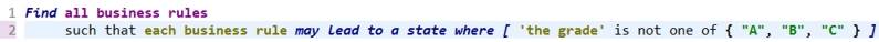 Image shows the conditions for the grade query.