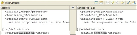 Image shows comparison with rules in XML.