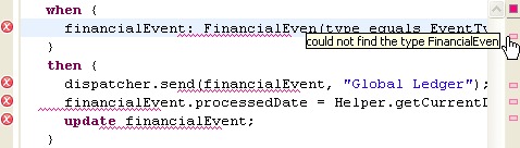 Technical Rule Editor showing errors and tooltips