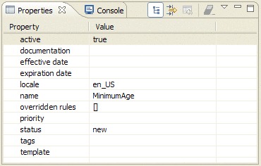 Screenshot of the overriddenRules property