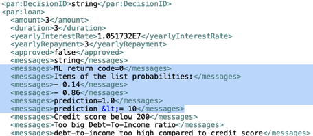 Image shows the output with the Machine Learning messages.
