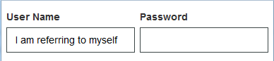 At run time, the text in the User Name field is I am referring to myself, triggered by the self-referring logic in the On load event.