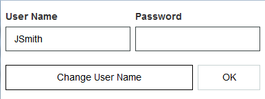 When you run the coach and click Change User Name, the text in the User Name field changes to JSmith.