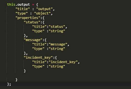 Output parameters inside the properties key