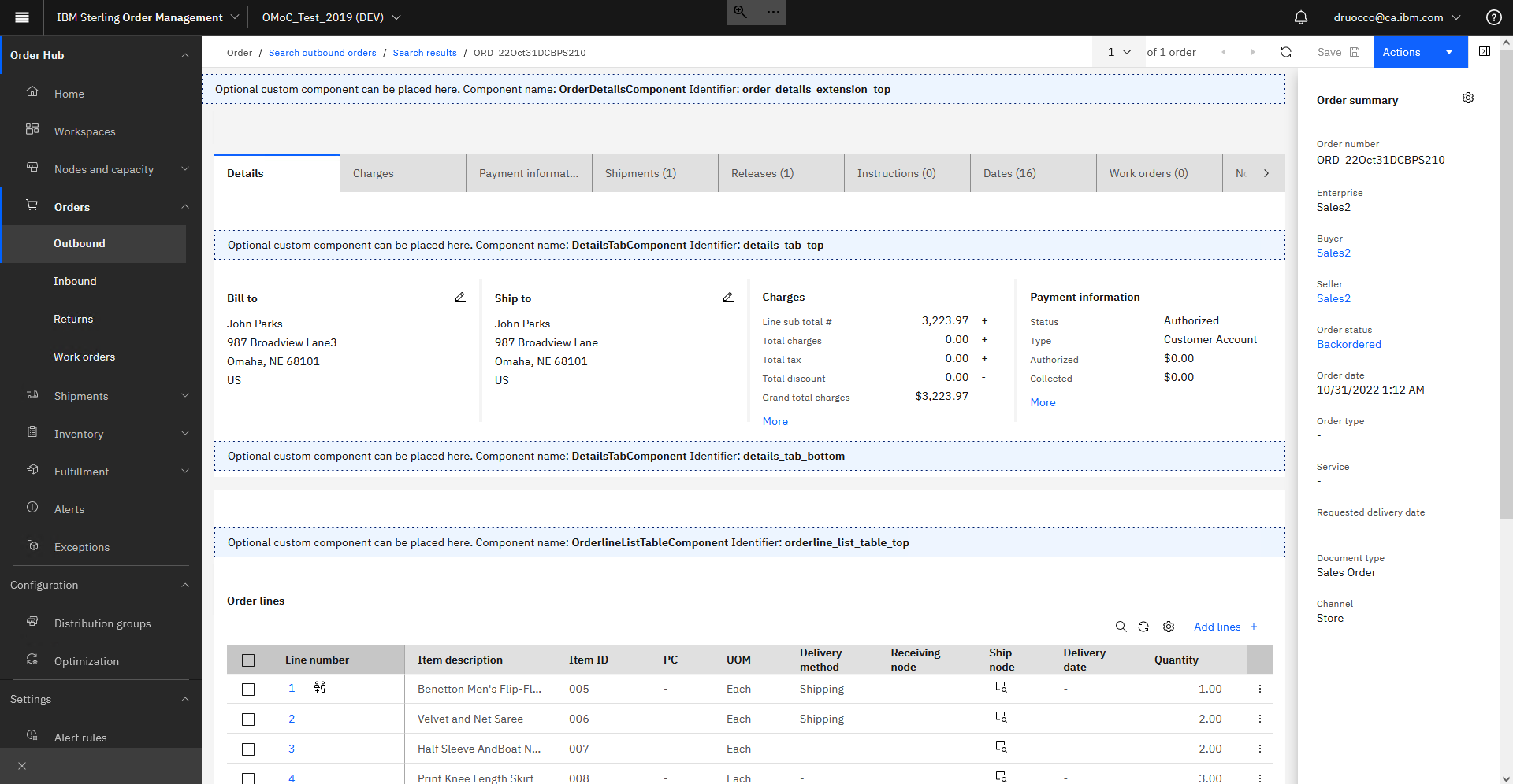 Order details page extensions