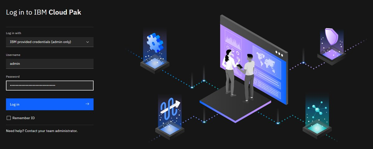 Log in to IBM Cloud Pak screen