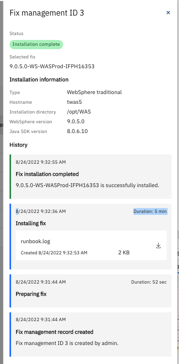 Screenshot of the Fix management pane
