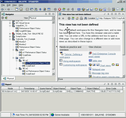 Data Collection window with an OBJECT NOT FOUND error that is displayed in the Report section.