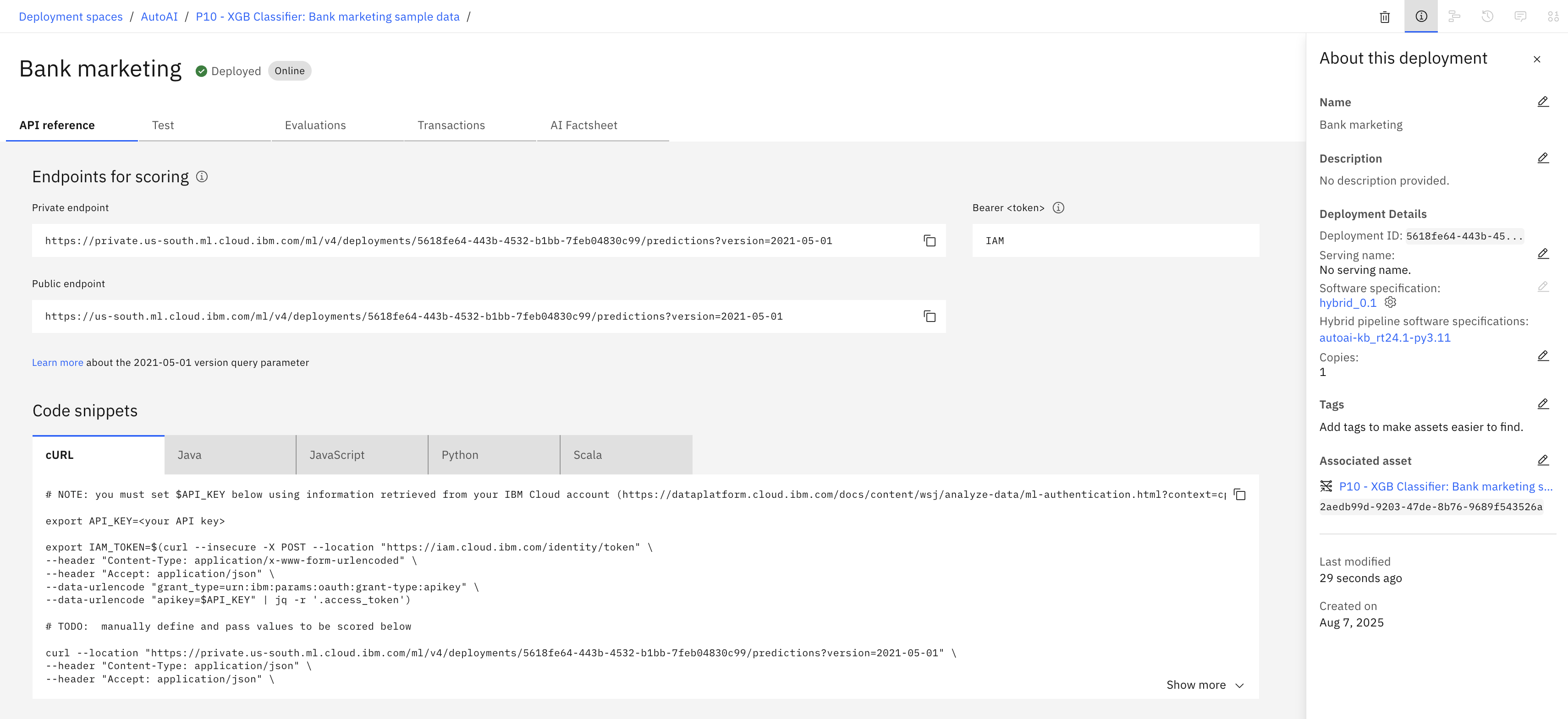 The following image shows the new deployment.