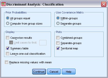 مربع حوار التصنيف - تحليل التمييز
