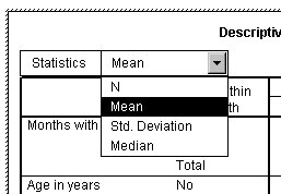 Activated pivot table showing Mean selected from the drop-down list of Statistics in the layer dimension