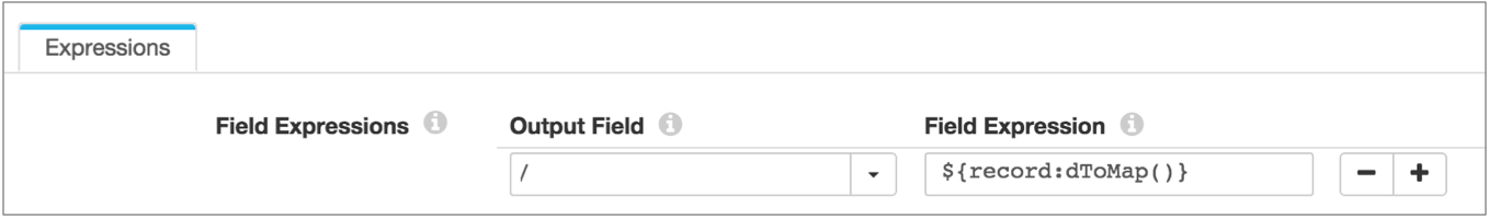 Field expression properties configured with "/" as the output field