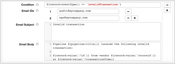 Email executor configuration properties page
