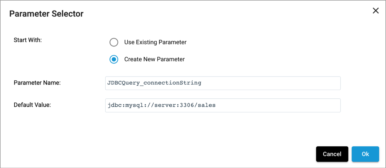 Parameter Selector properties page