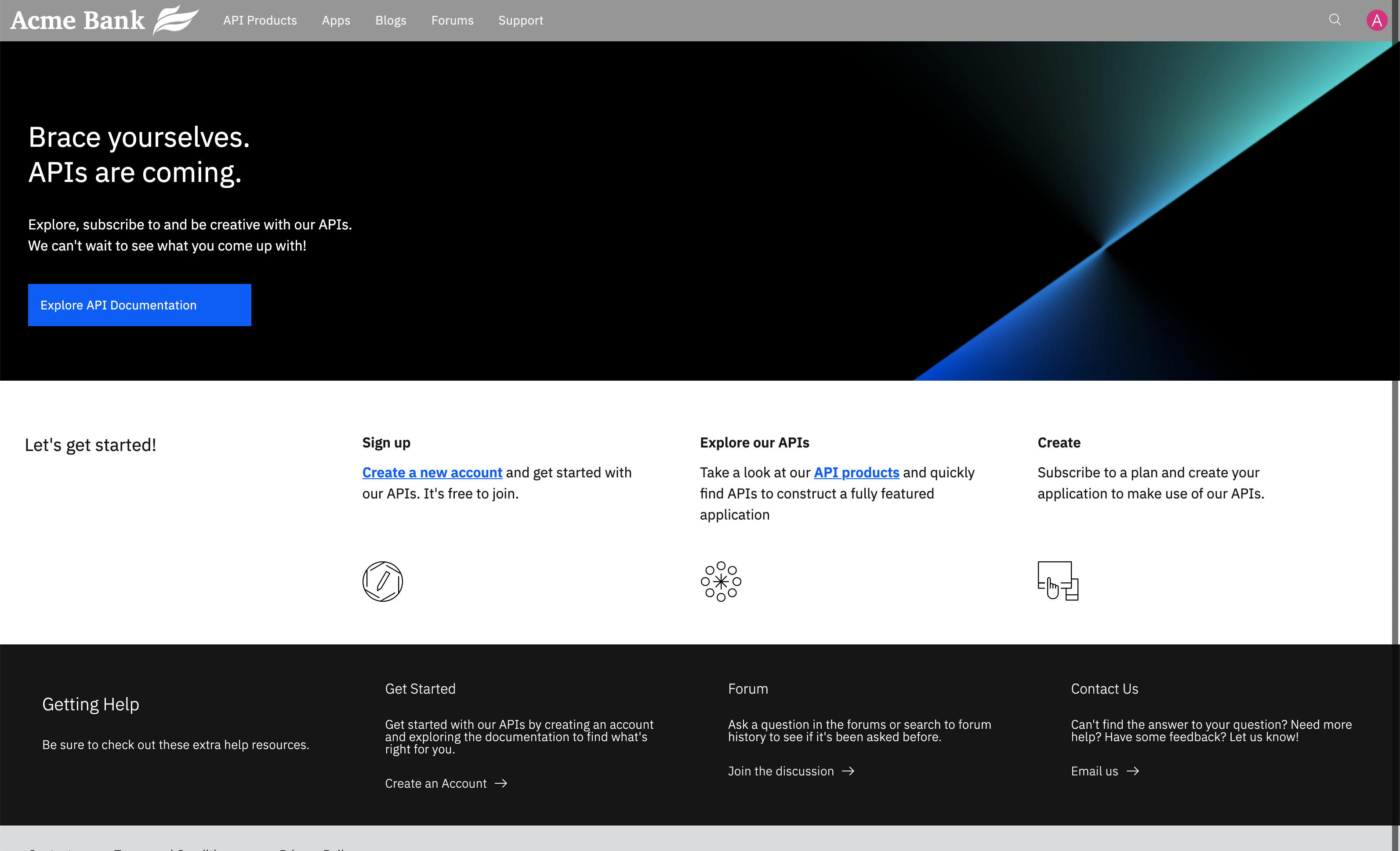 The home page with the updated theme