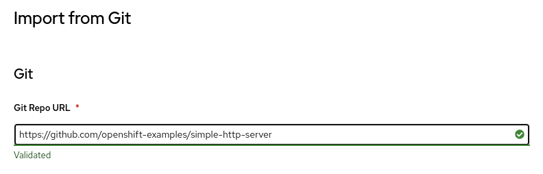Enter URL of simple example application