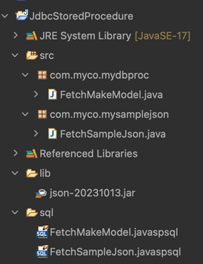 Sample Java project with stored procedures