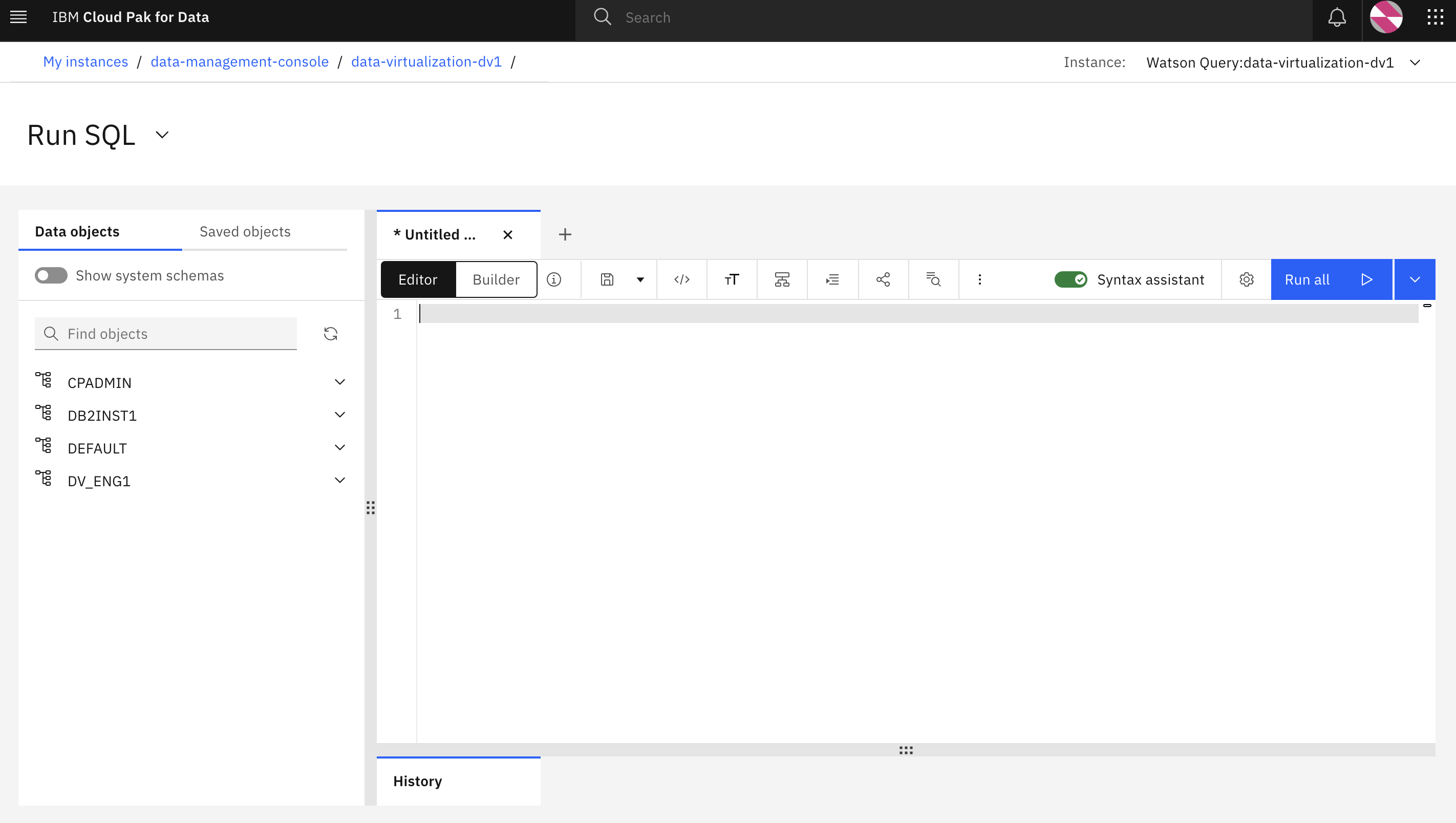 Screenshot of Run SQL page