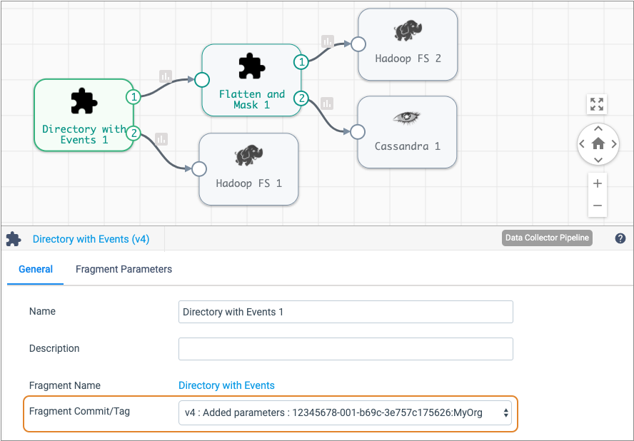 Change the fragment version with the Fragment Commit/Tag property