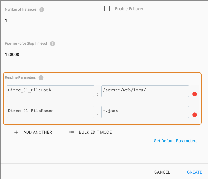 Runtime parameters overridden in the job