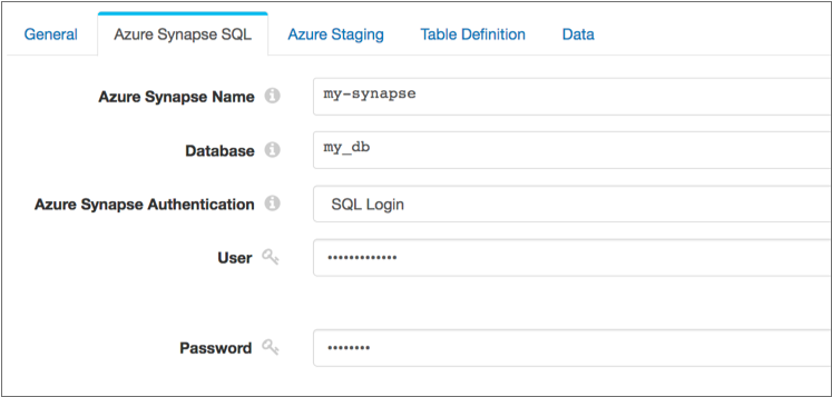 Azure Synapse SQL properties page