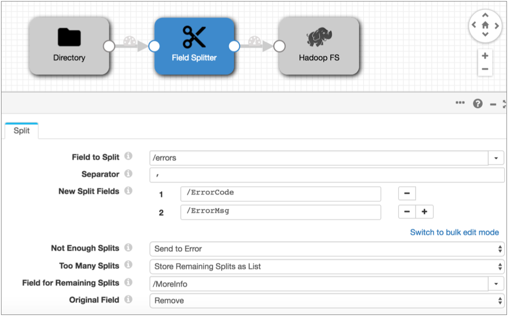 Field Splitter configuration properties