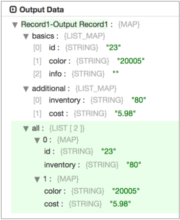 Output record with the All field highlighted