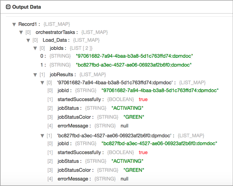 Preview showing information provided by a Start Jobs origin