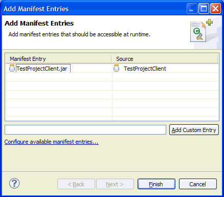 Add Manifest entries