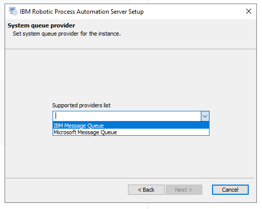 The screen shows the system queue provider window.