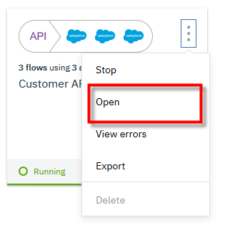 Flow menu option to view the flow Flow menu option to view the flow