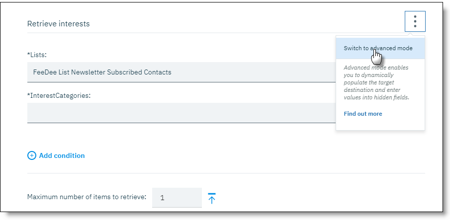 Switching to advanced mode Switching to advanced mode